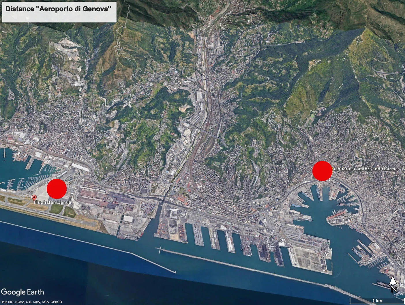 Karte Flughafen Genua – Volabus Verbindung