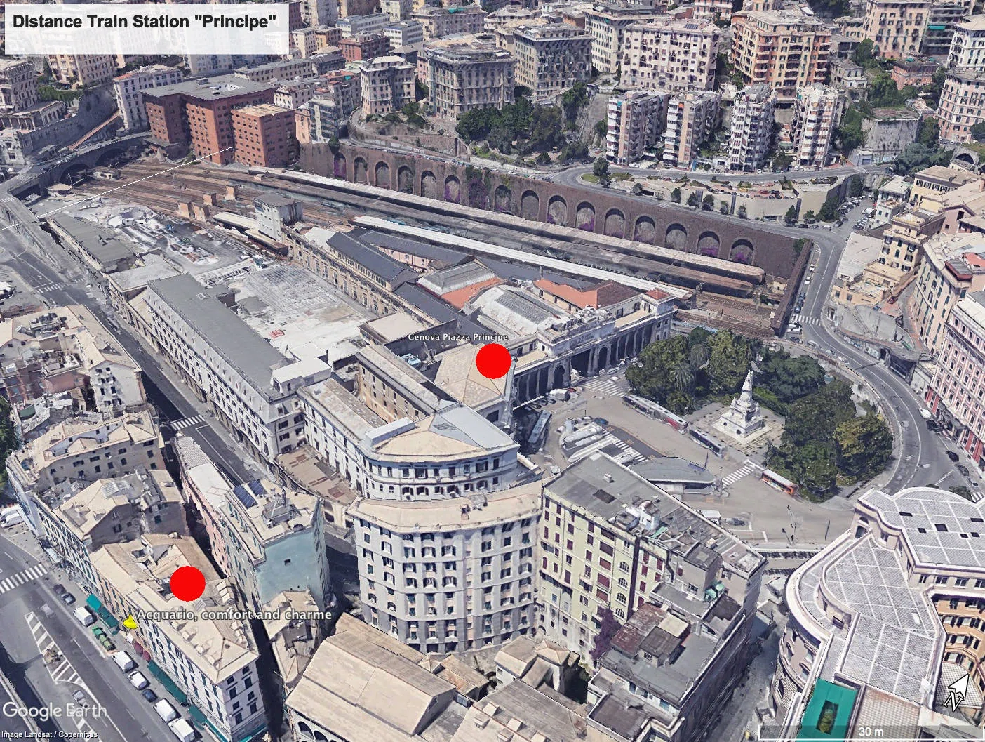 Map showing location of Genovapartments near Principe station